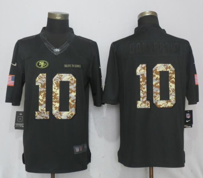 Men San Francisco 49ers #10 Garoppolo Anthracite Salute To Service Limited Nike NFL Jerseys->houston texans->NFL Jersey